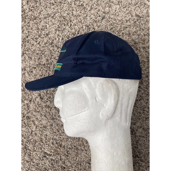 Vintage 90s Notre Dame Spellout The Game Split Bar Glued Tag  Vintage 90s Notre Dame Spellout The Game Split Bar Glued Tag Snapback Hat VTG